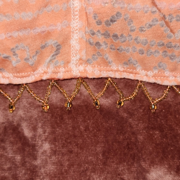 Free People XS Beaded Ombre Pink Peach Top - Picture 7 of 10